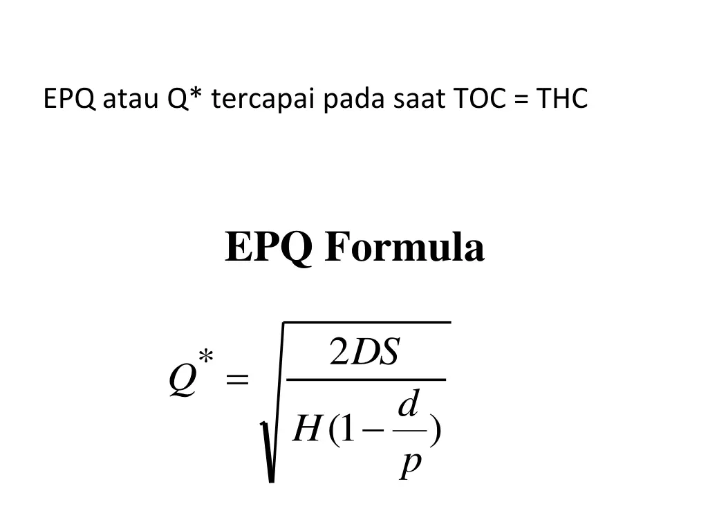 epq atau q tercapai pada saat toc thc