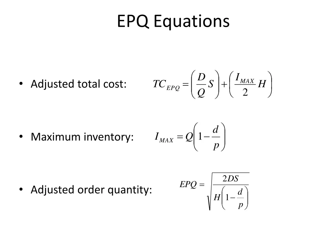 epq equations