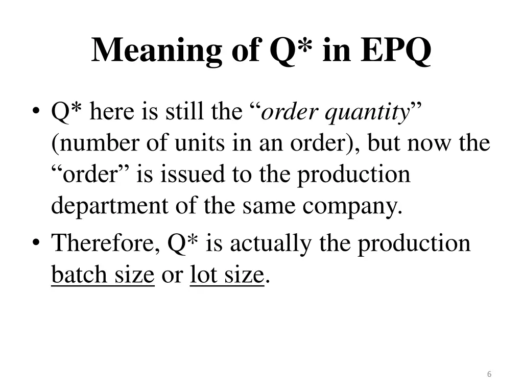 meaning of q in epq