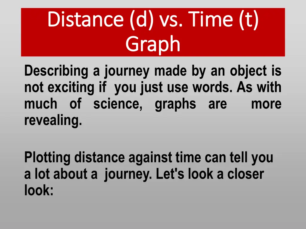 distance d vs time t distance d vs time t graph