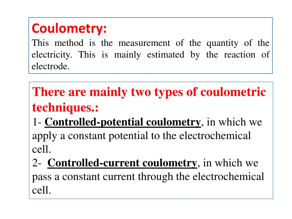 coulometry this method is the measurement