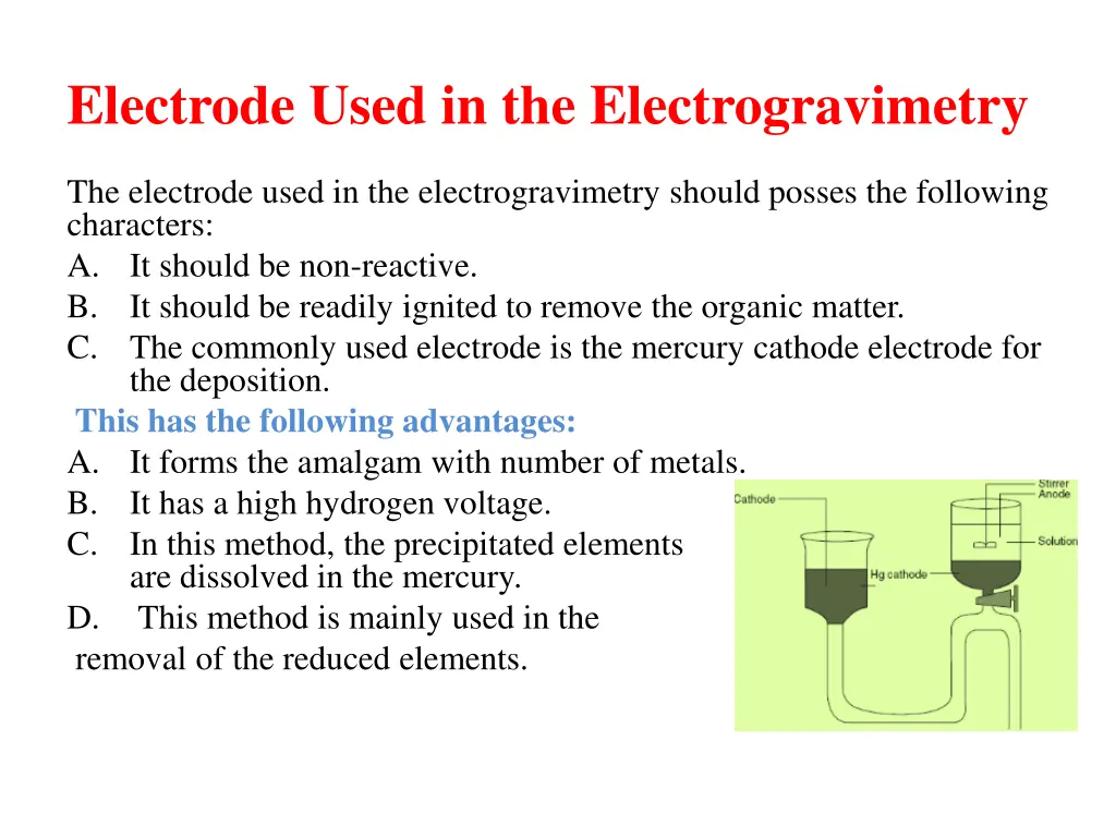 electrode used in the electrogravimetry