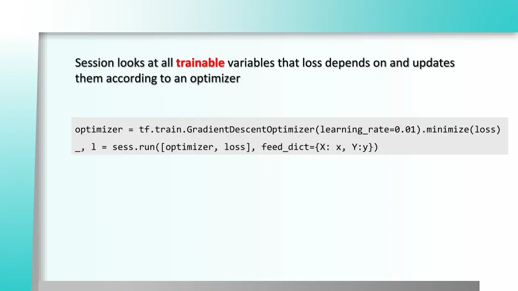 session looks at all trainable variables that