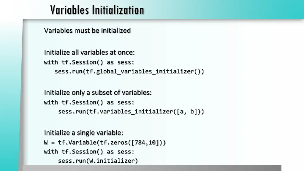 variables initialization