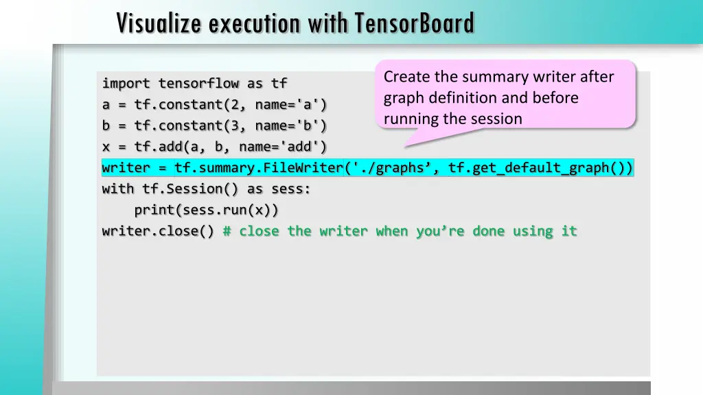 visualize execution with tensorboard