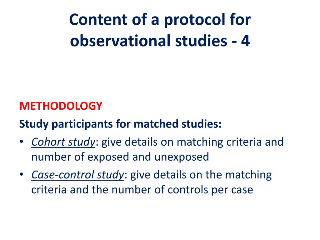 content of a protocol for observational studies 4