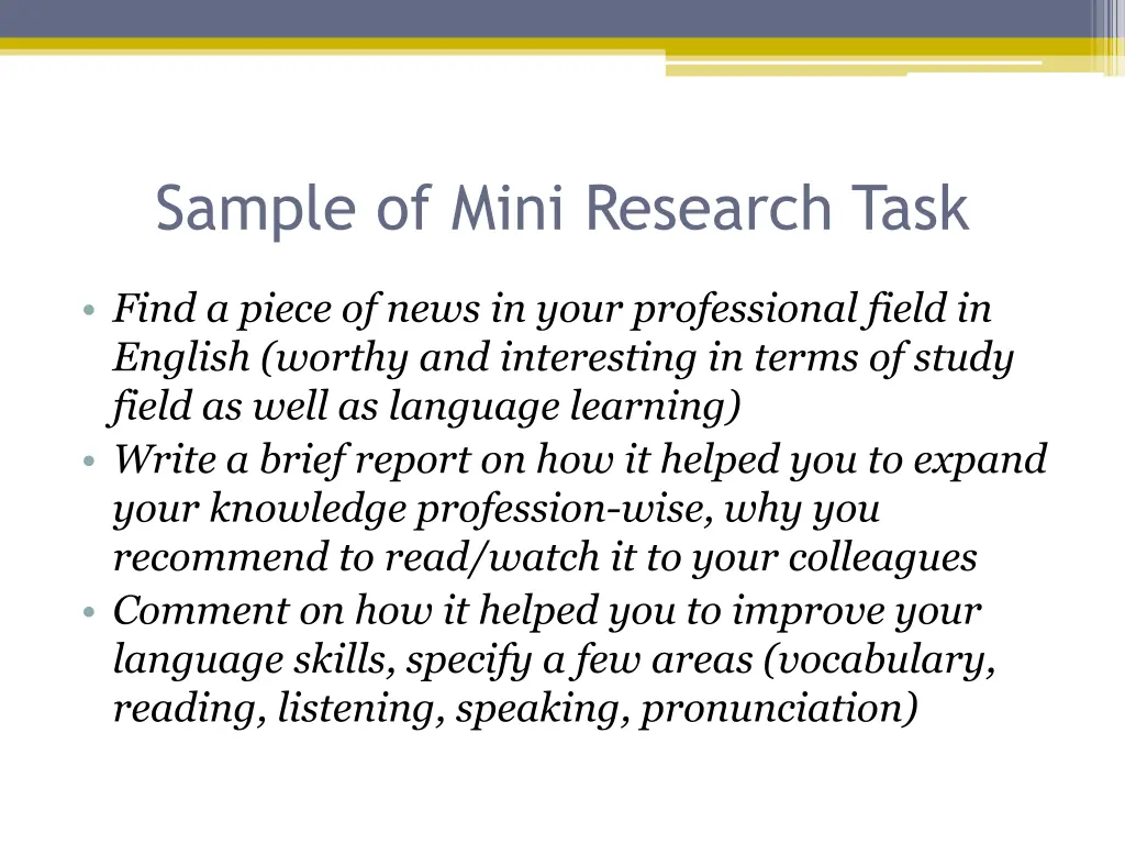 sample of mini research task