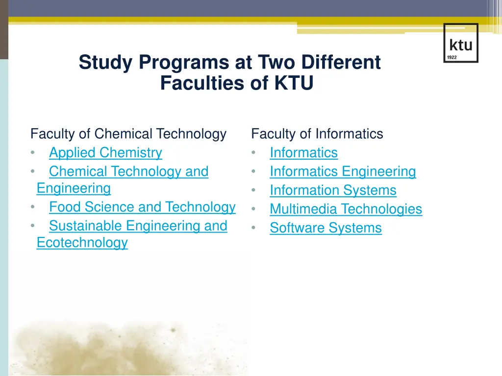 study programs at two different faculties of ktu