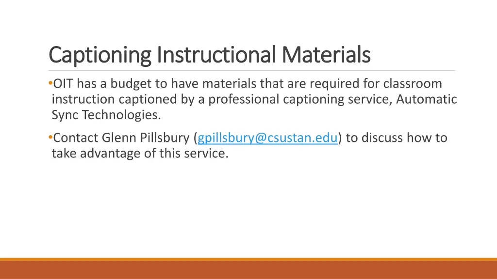 captioning instructional materials captioning