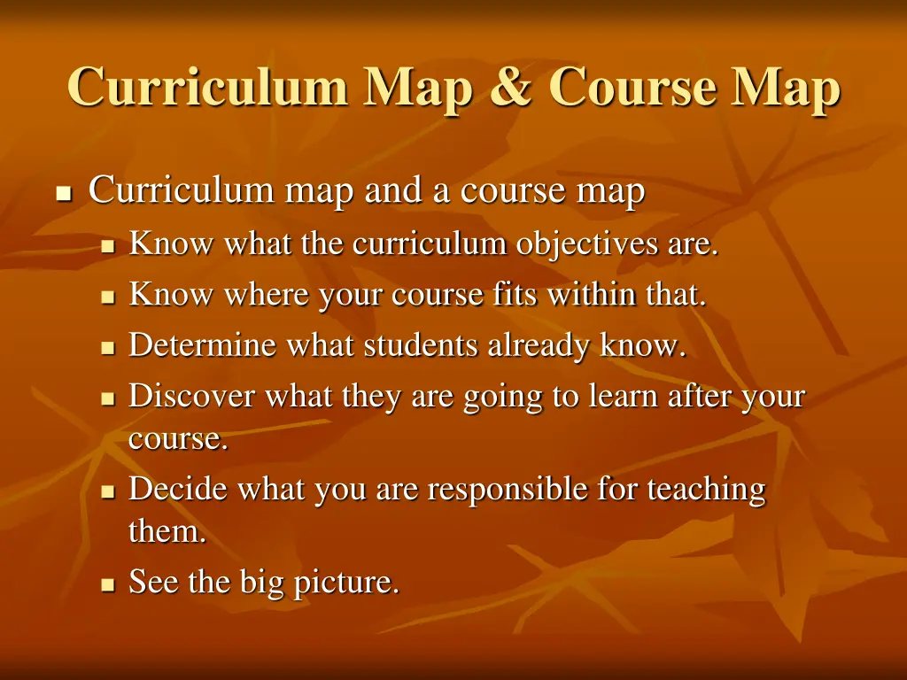 curriculum map course map