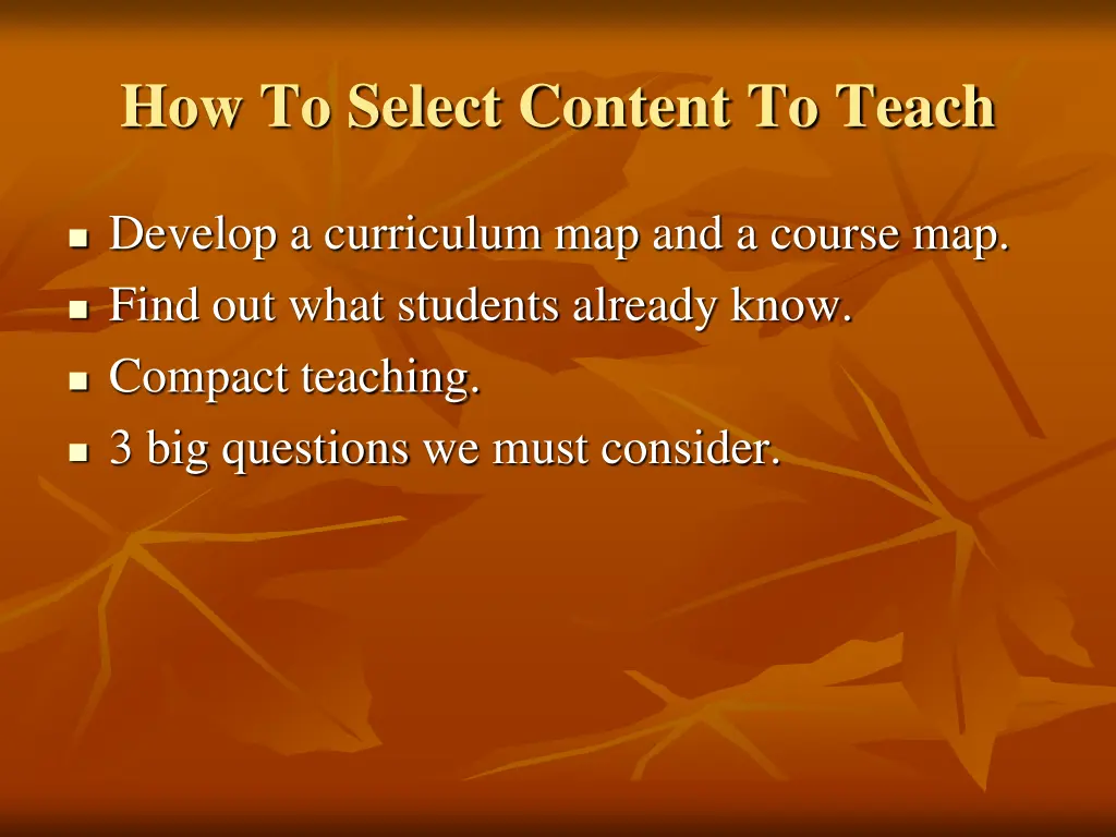 how to select content to teach