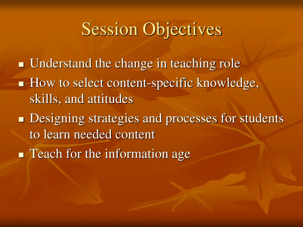 session objectives