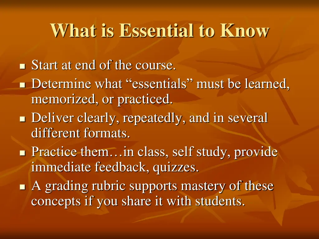 what is essential to know