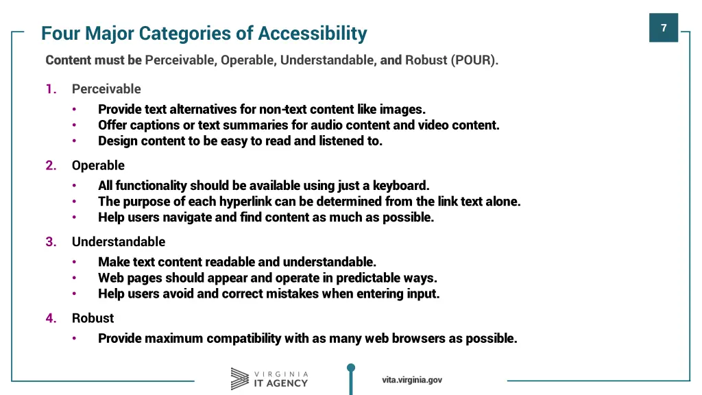 four major categories of accessibility 1