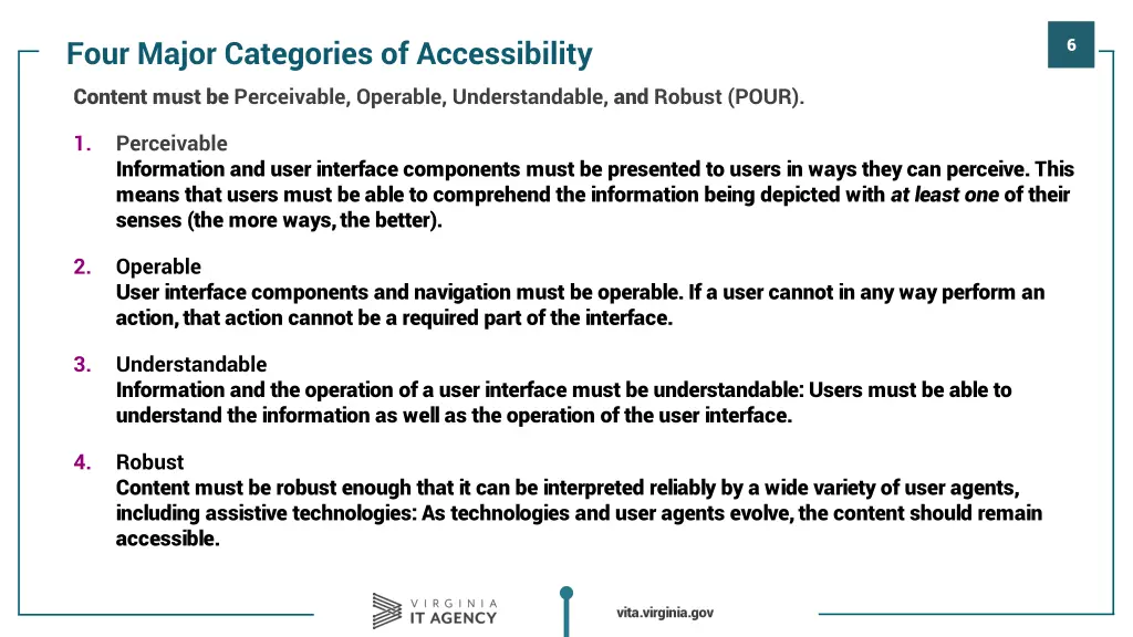 four major categories of accessibility