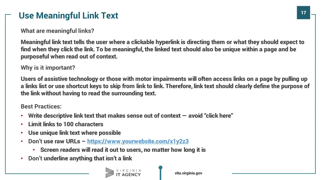 use meaningful link text