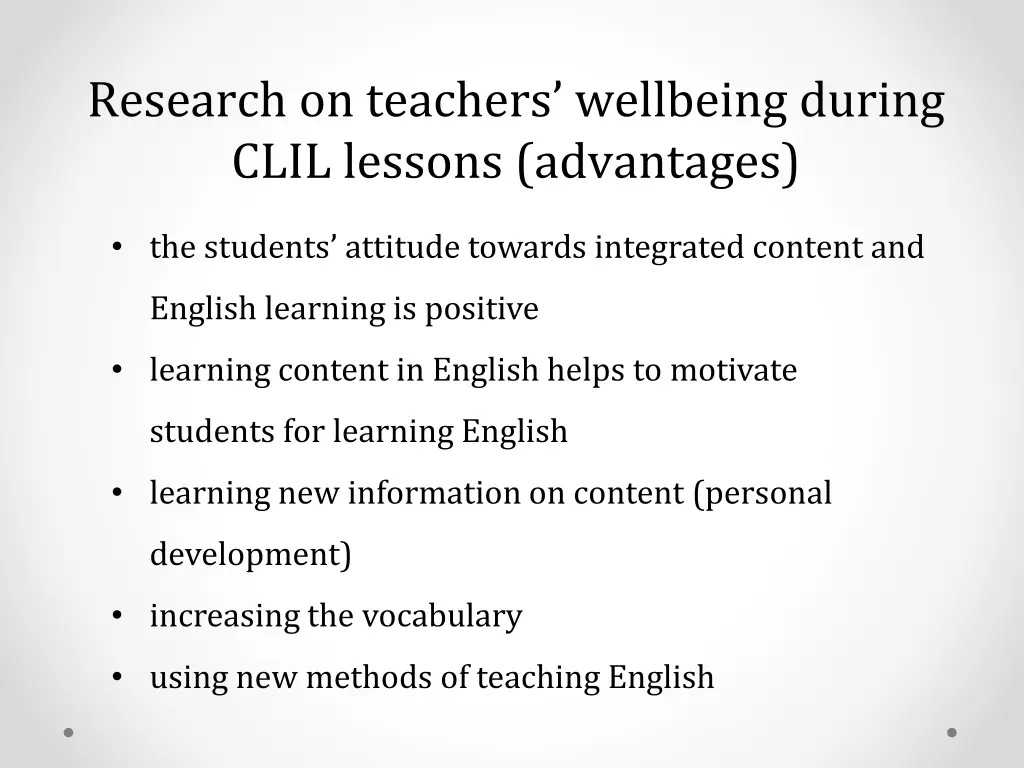 research on teachers wellbeing during clil