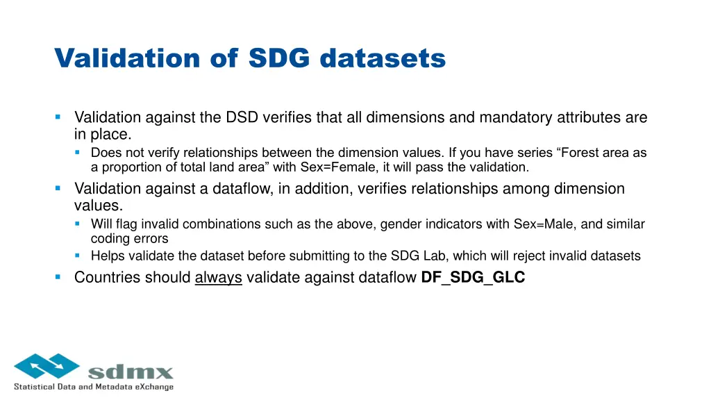 validation of sdg datasets