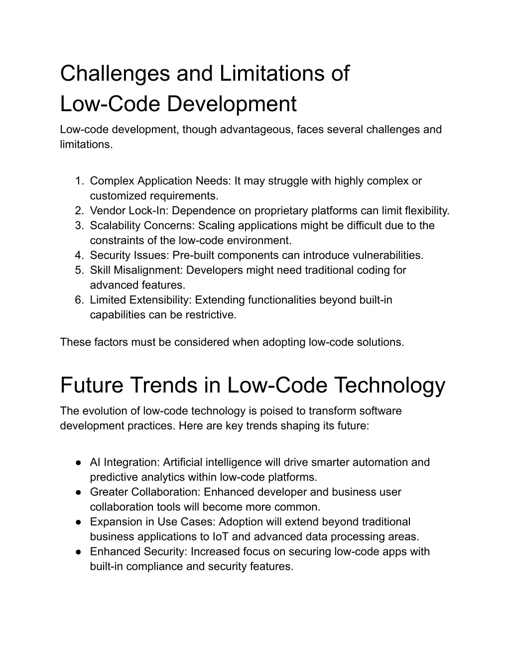 challenges and limitations of low code development