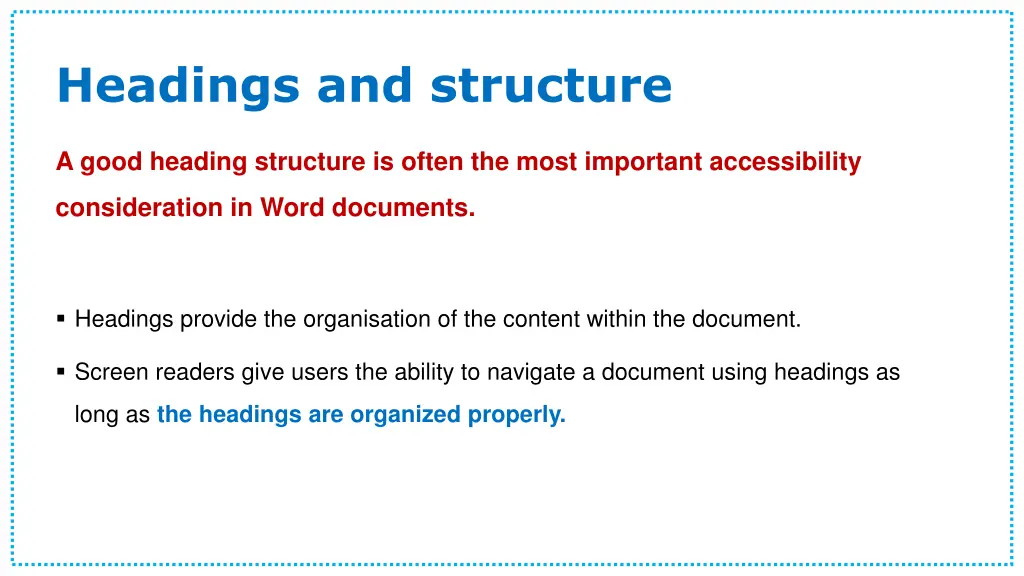 headings and structure