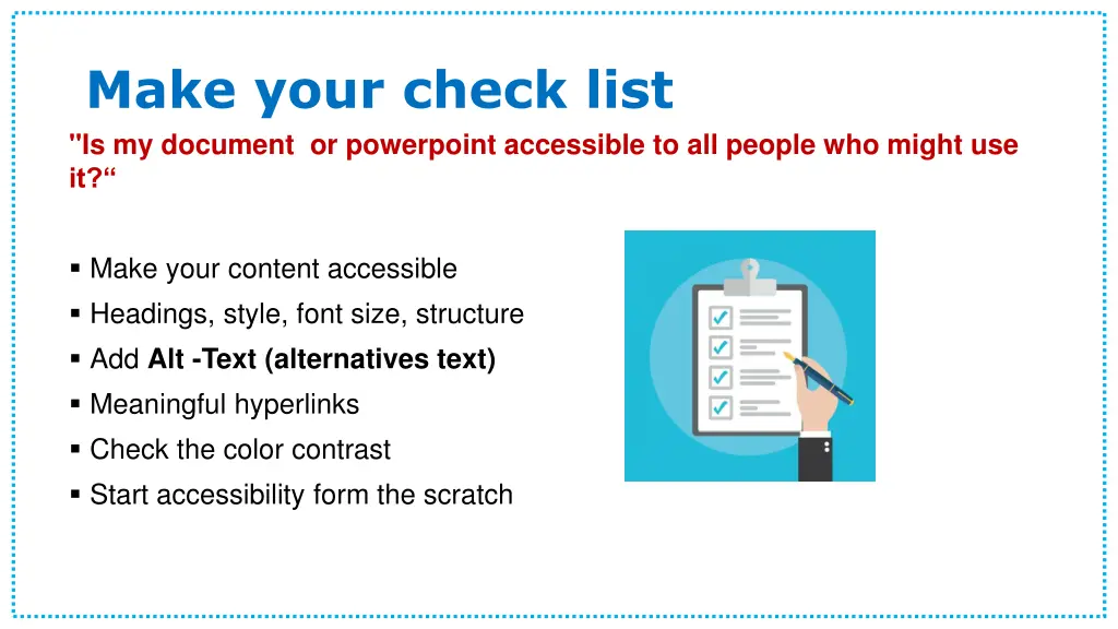 make your check list is my document or powerpoint