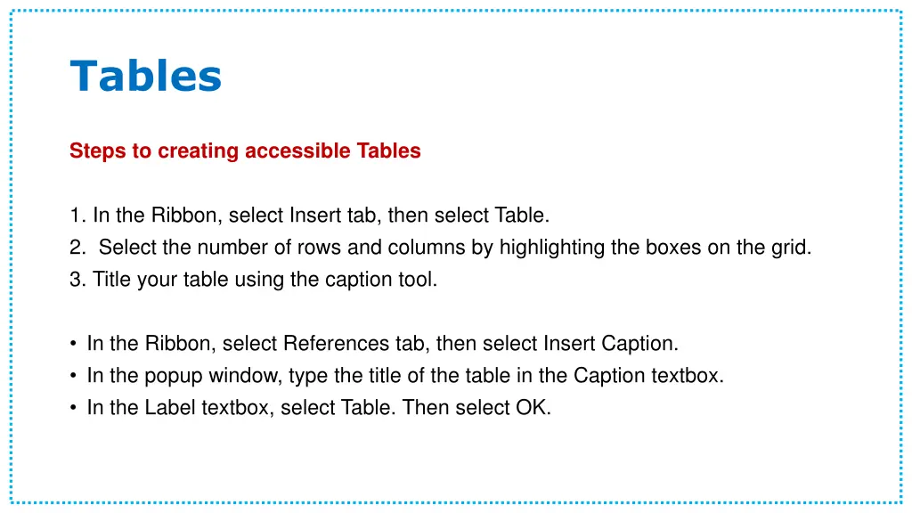 tables