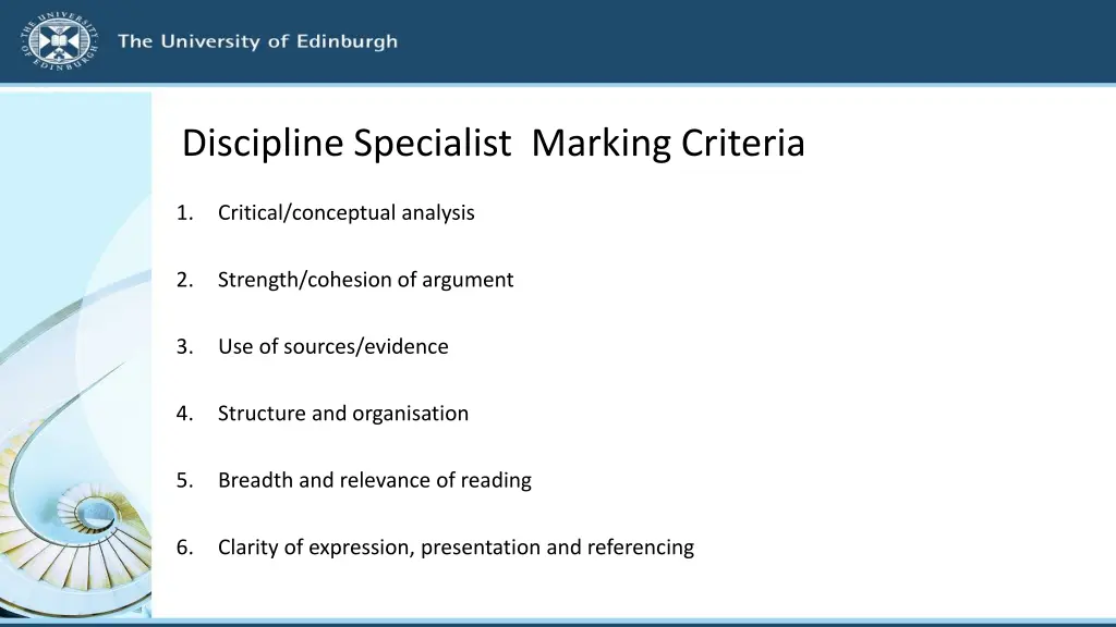 discipline specialist marking criteria