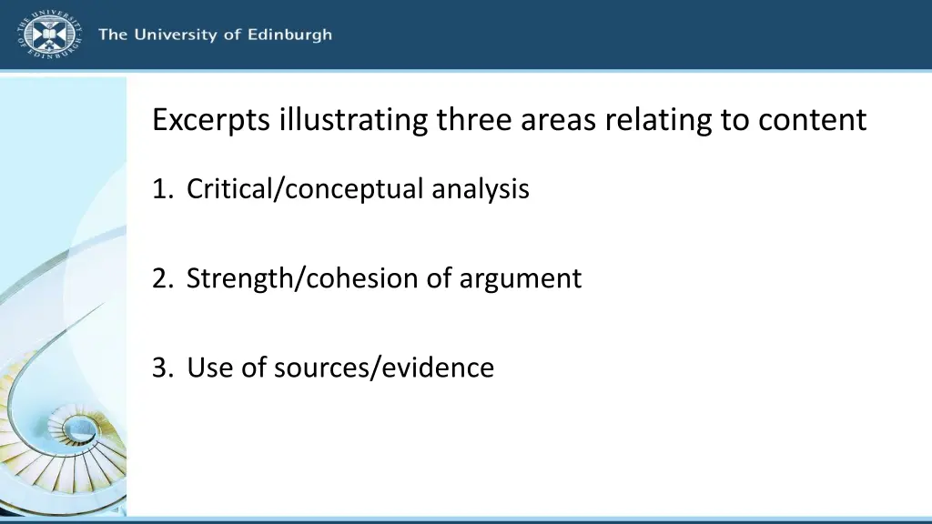 excerpts illustrating three areas relating