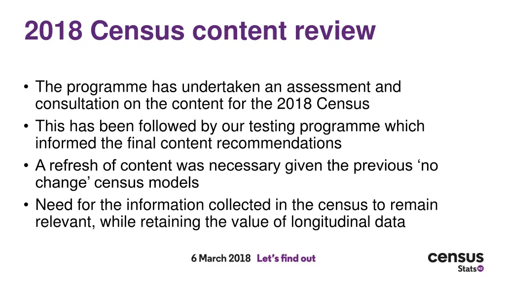 2018 census content review