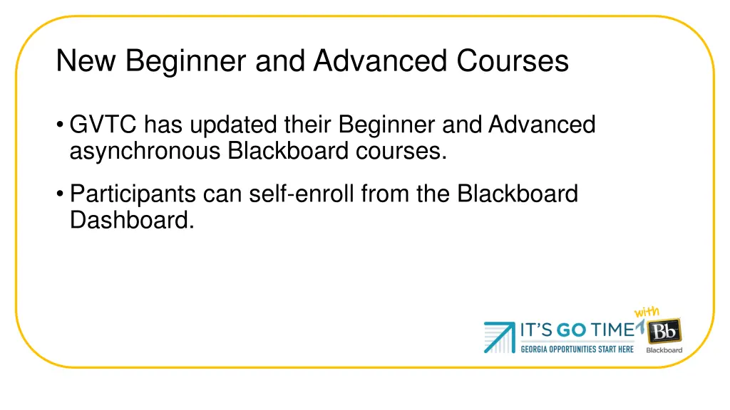 new beginner and advanced courses