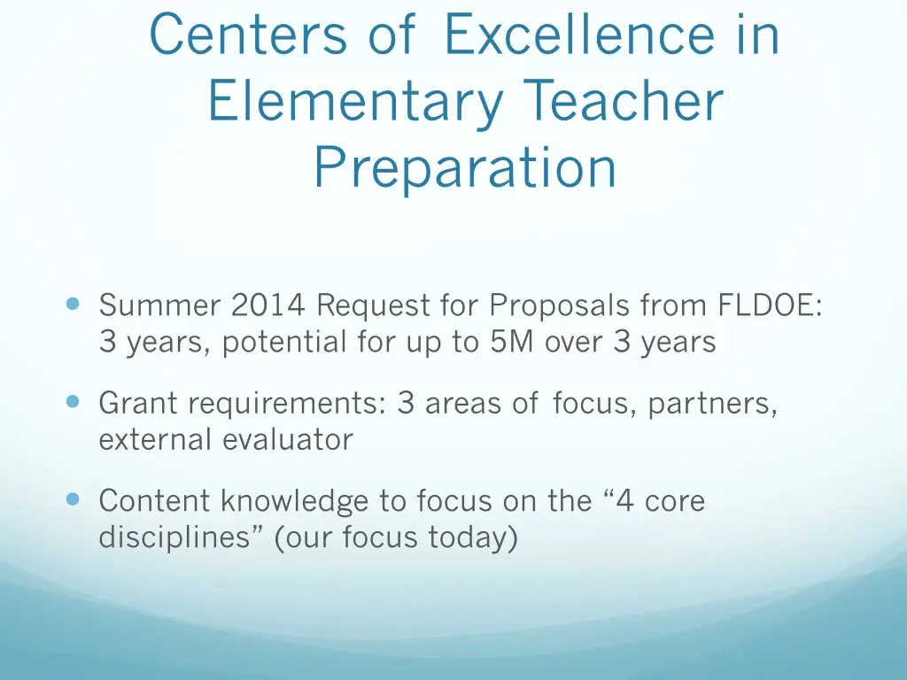 centers of excellence in elementary teacher