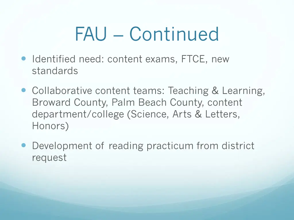 fau continued