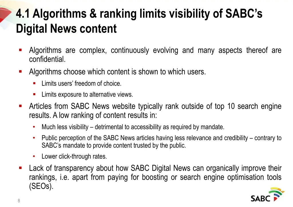 4 1 algorithms ranking limits visibility of sabc