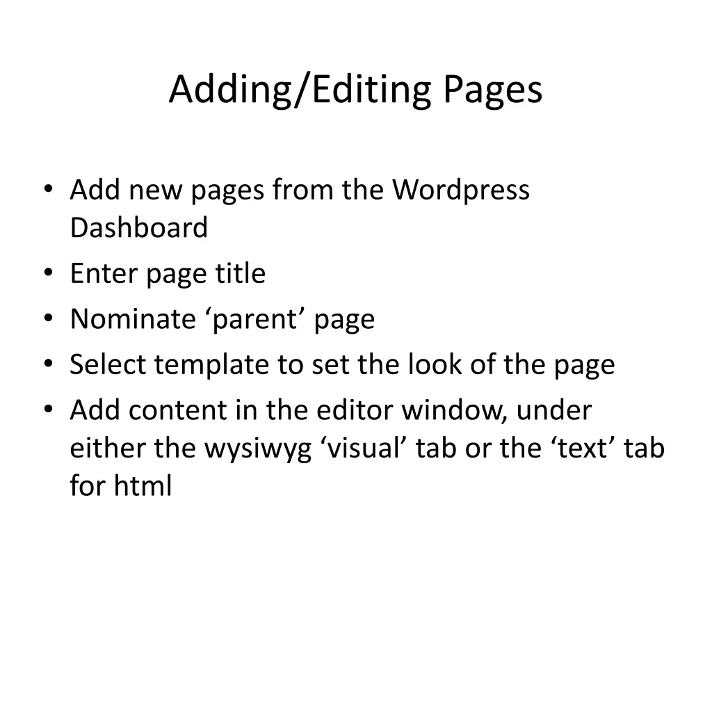 adding editing pages