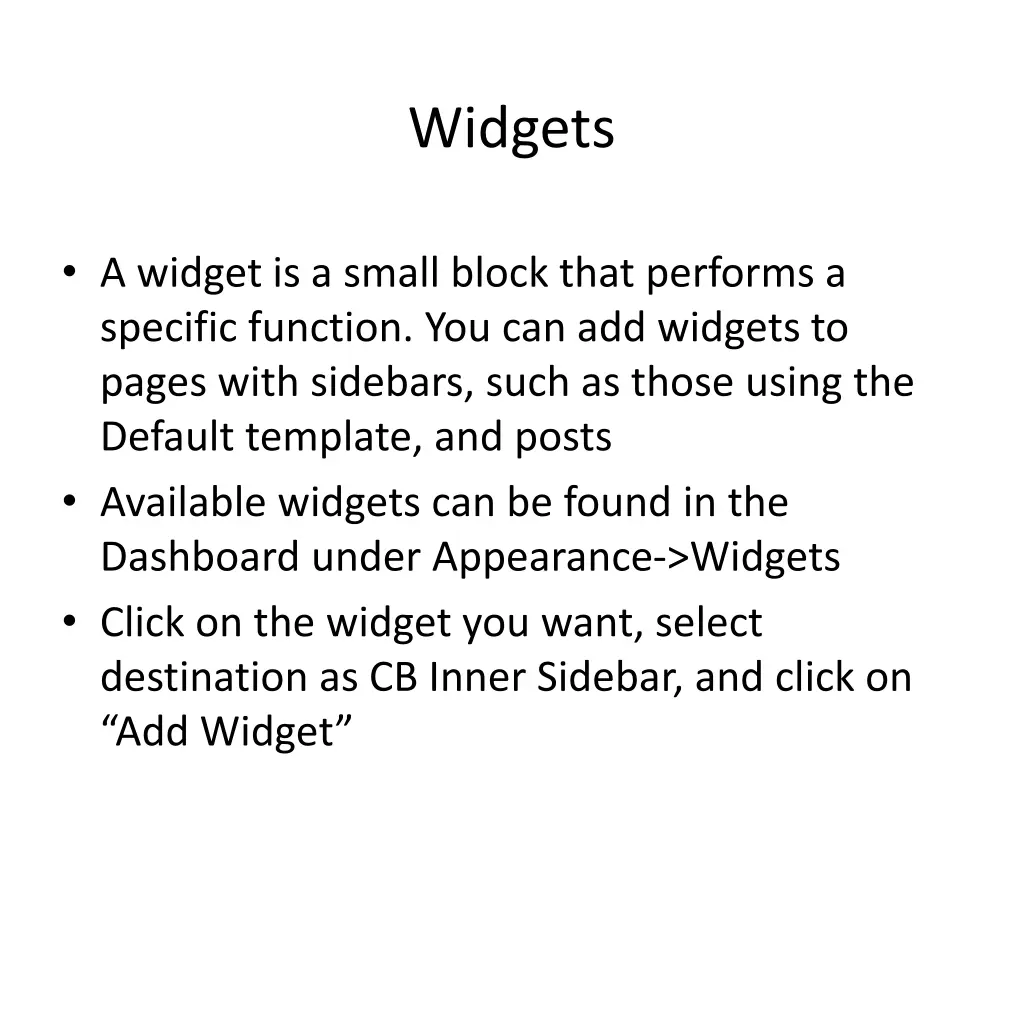 widgets