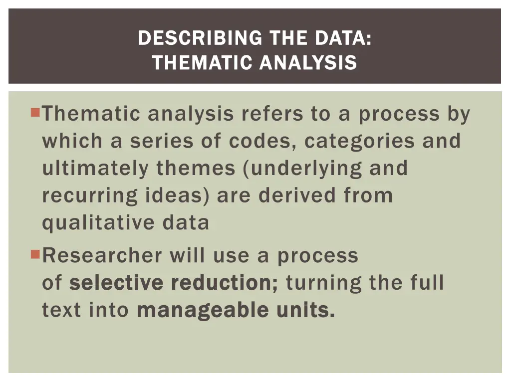 describing the data describing the data thematic