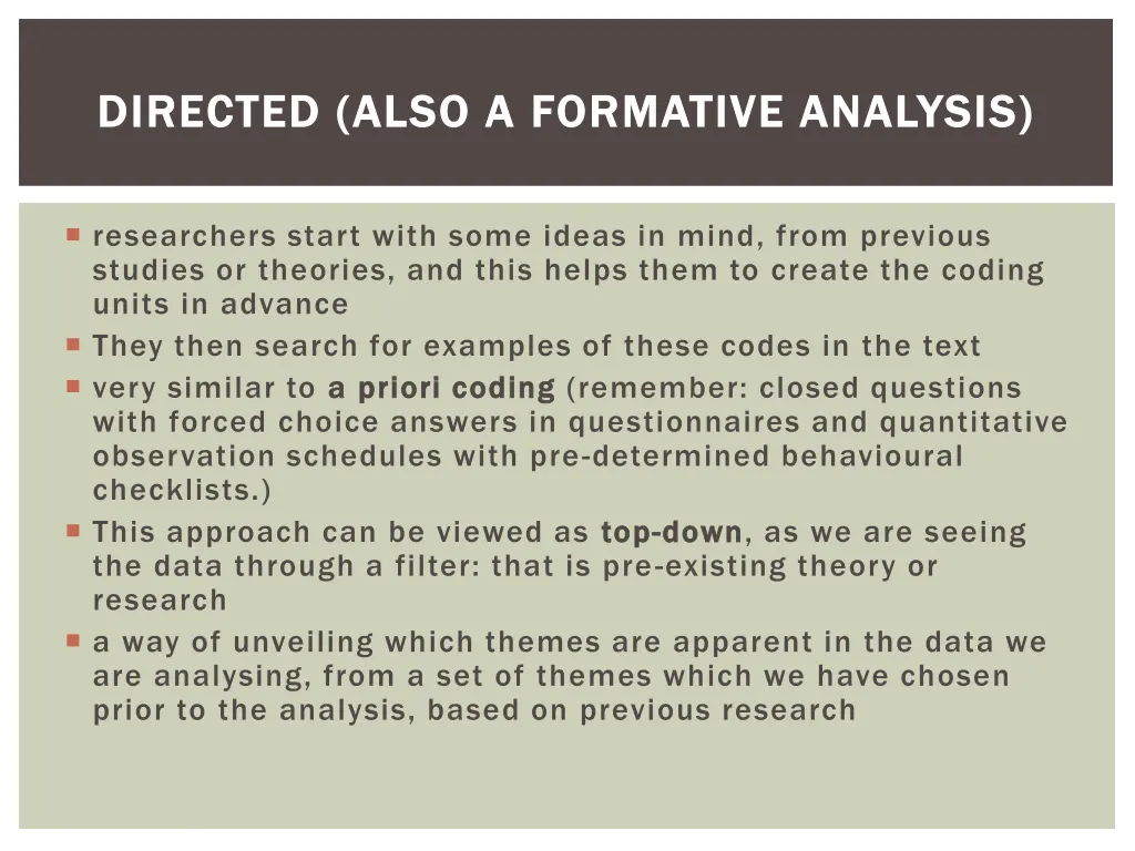 directed also a formative analysis directed also