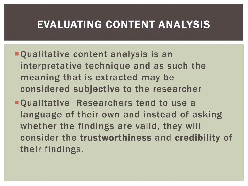 evaluating content analysis evaluating content