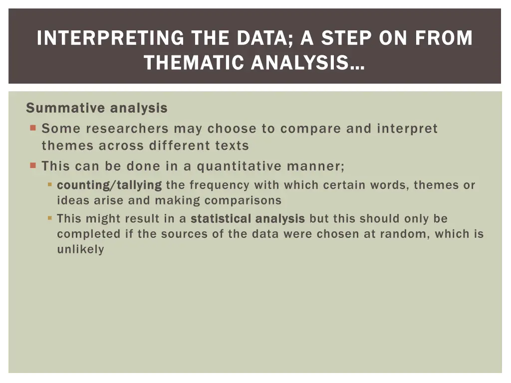 interpreting the data a interpreting the data