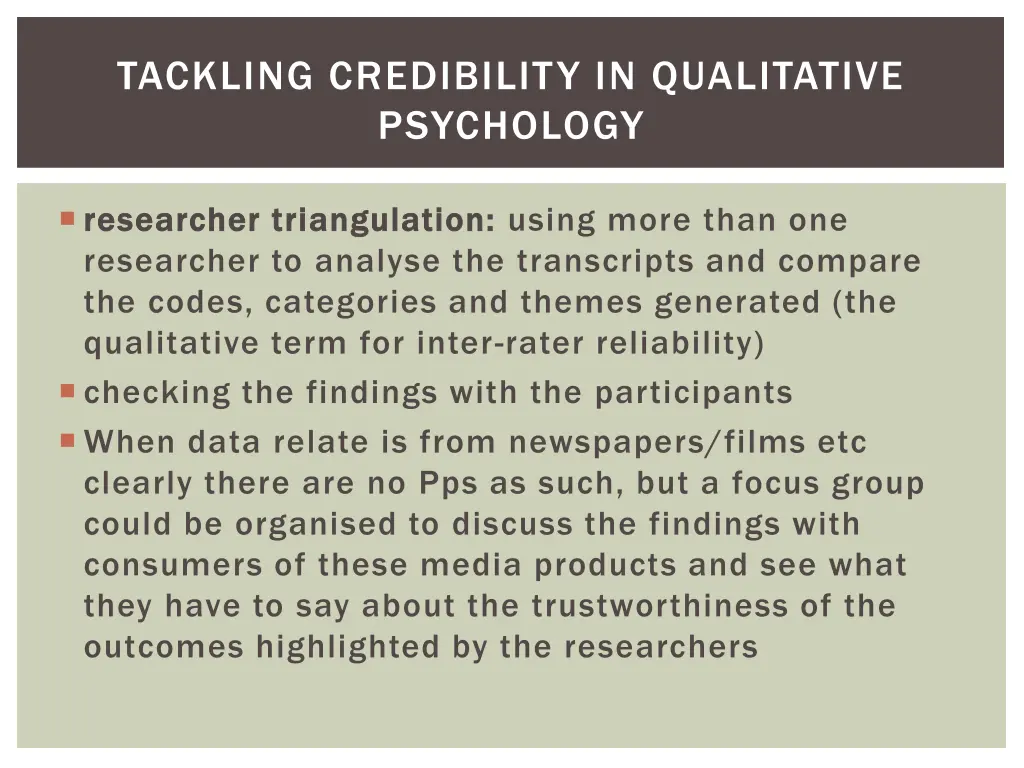 tackling credibility in qualitative psychology