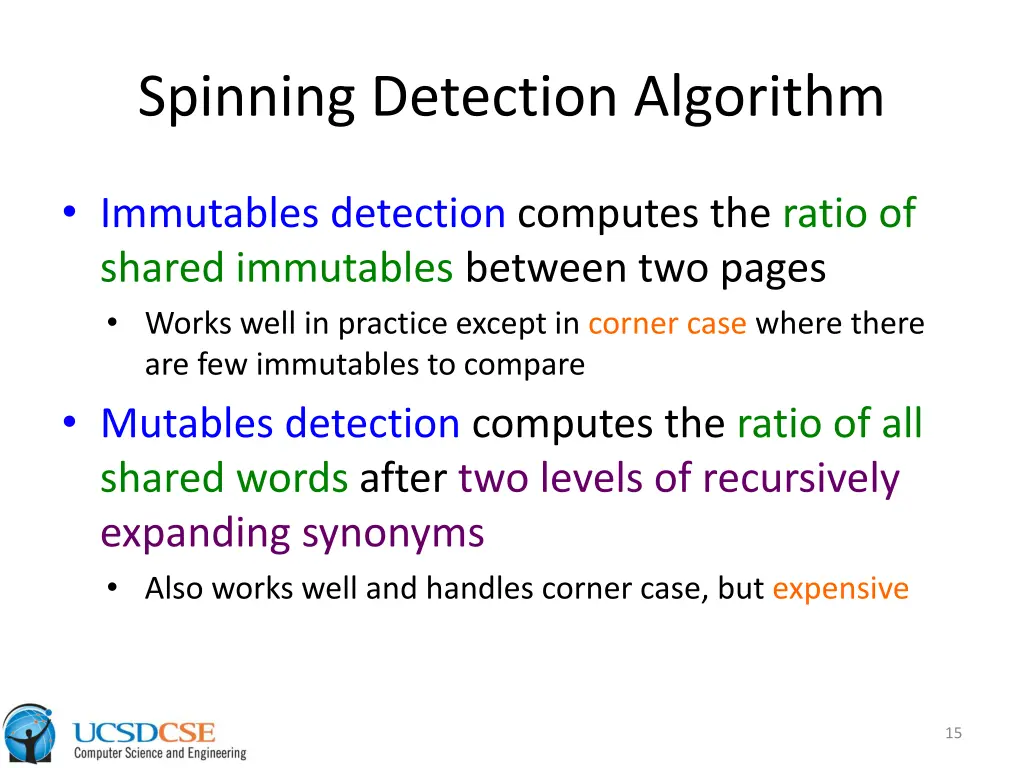 spinning detection algorithm