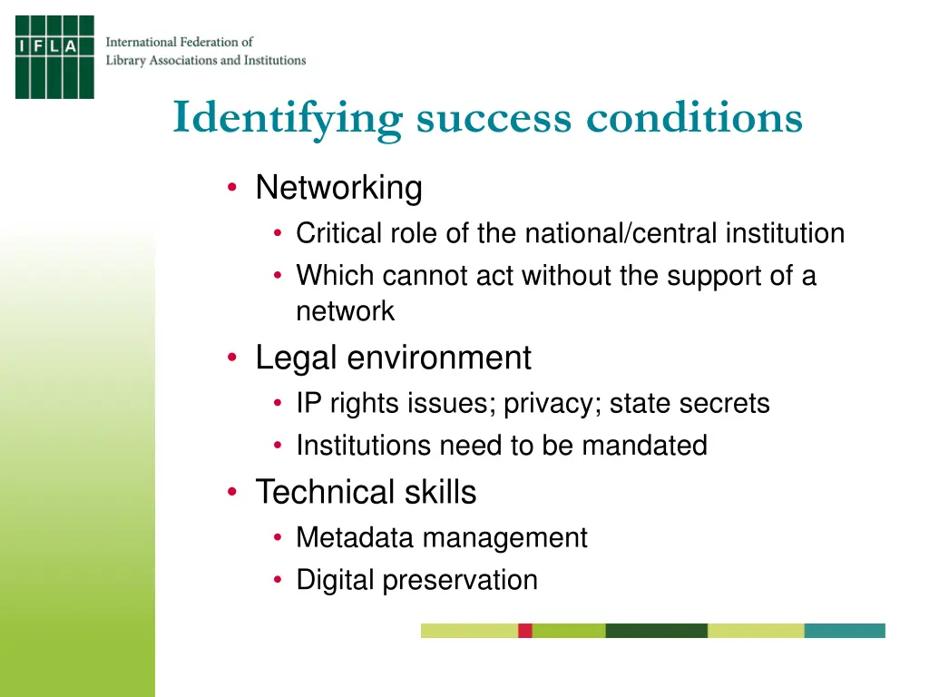 identifying success conditions