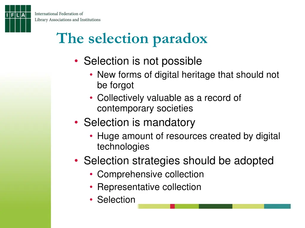 the selection paradox