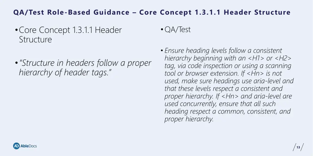 qa test role based guidance core concept