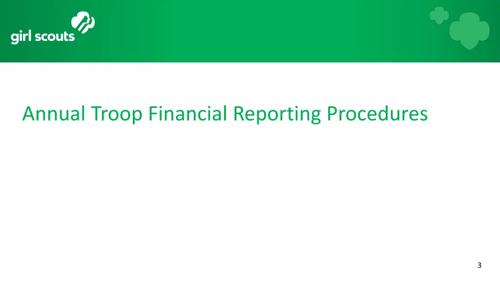 annual troop financial reporting procedures