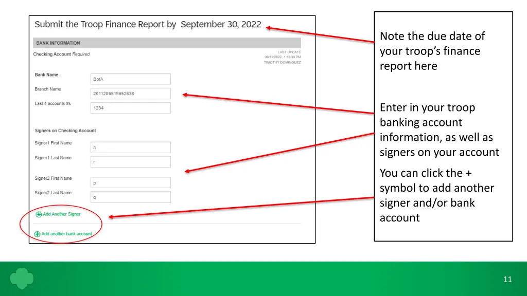 note the due date of your troop s finance report