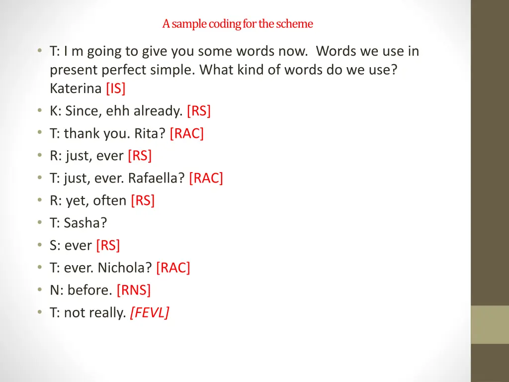 a samplecodingforthescheme 1