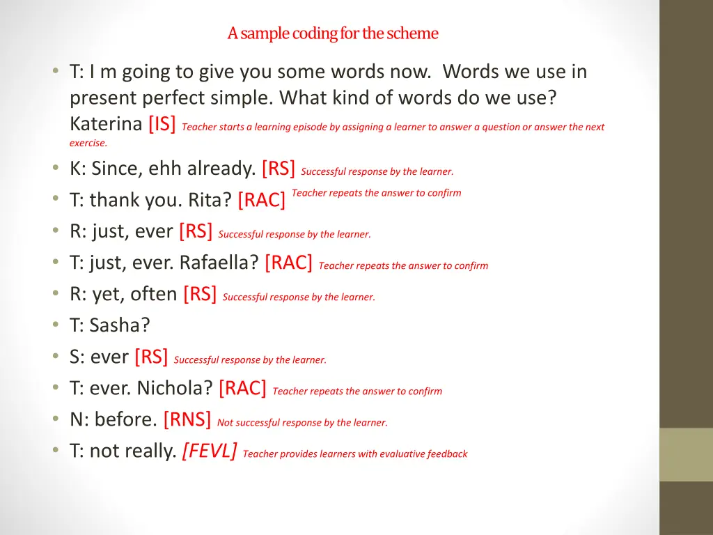 a samplecodingforthescheme