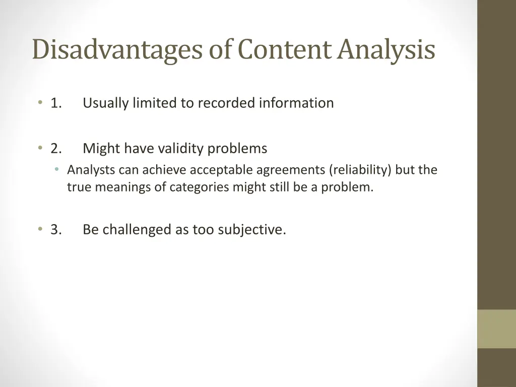 disadvantages of content analysis