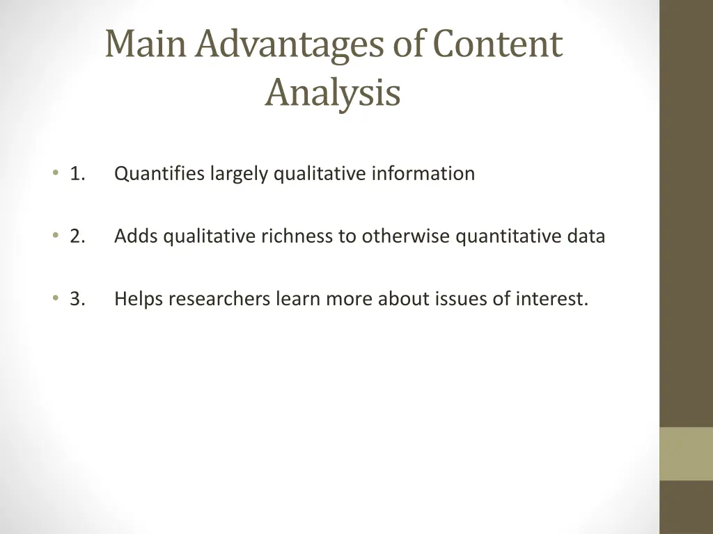 main advantages of content analysis